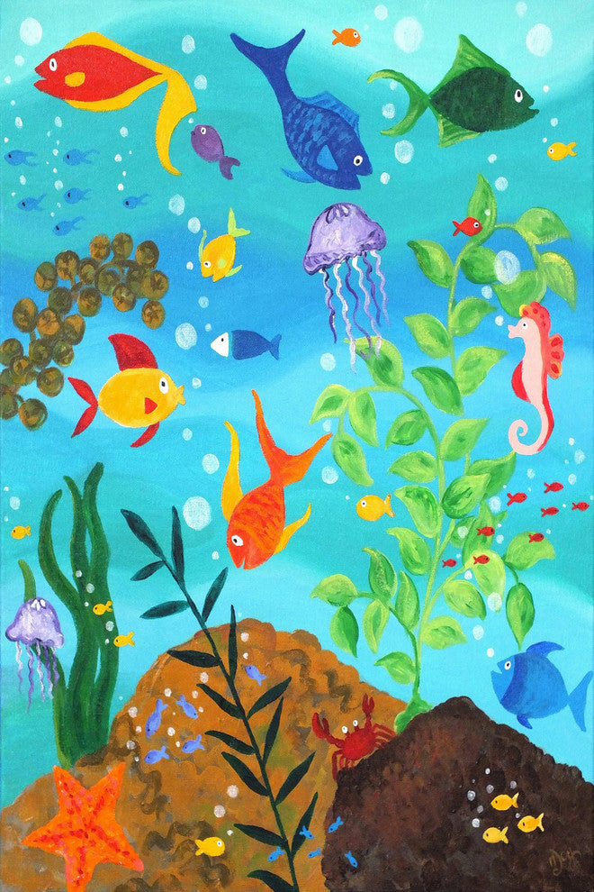 Marmont Hill, "Happy Fish III" by Nicola Joyner Painting Wrapped Canvas, 16x24