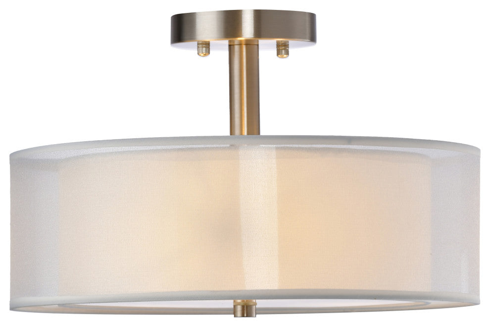 Lazzur Rhine 3 Light 15" Satin Nickel Semi-Flush Mount Ceiling Light