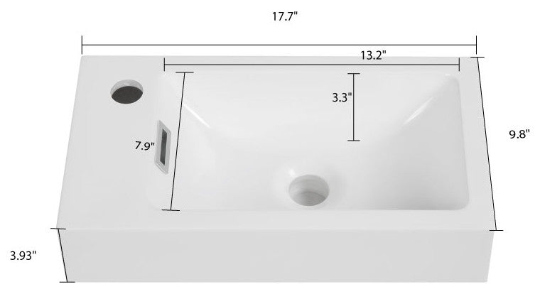 18" Solid Surface Resin Streamline K-1207-18L Vanity Top