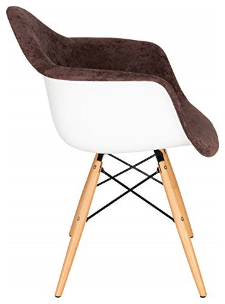 LeisureMod Willow Velvet Eiffel Wooden Base Accent Chair Set of 4