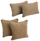 Double-Corded Solid Microsuede Throw Pillows With Inserts, Set of 4, Java