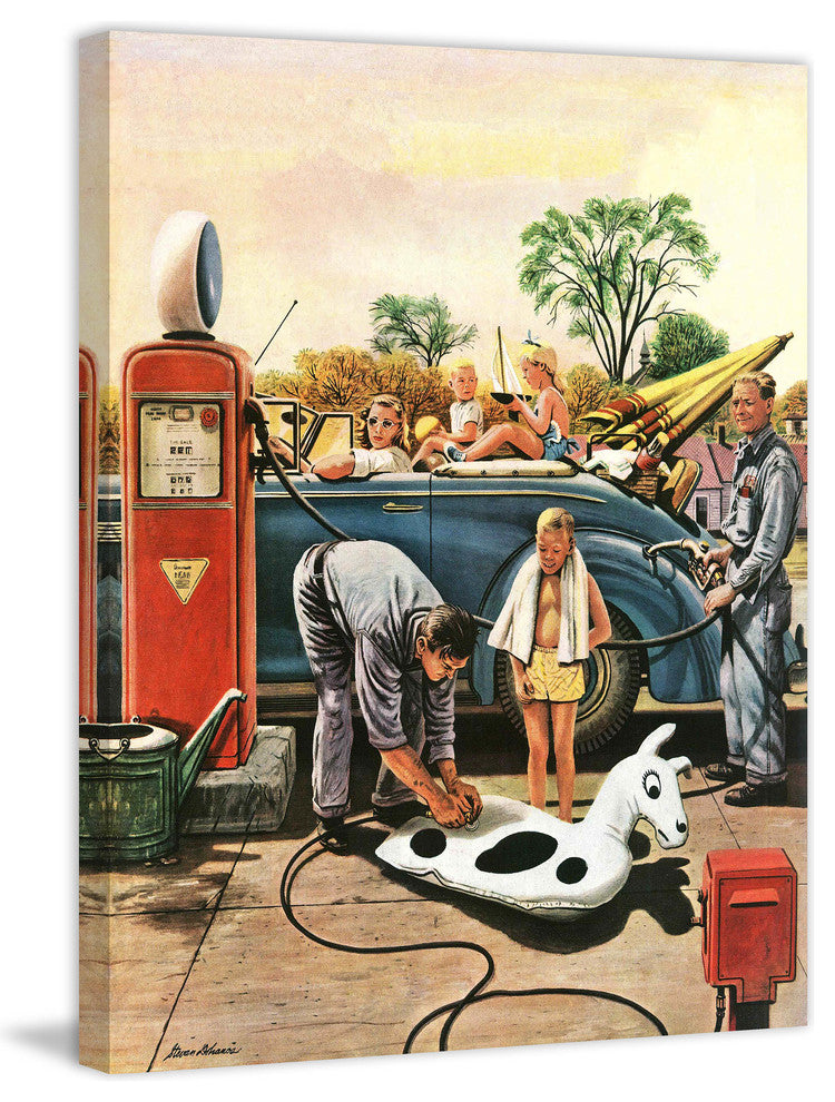"Inflating Beach Toy" Painting Print on Canvas by Stevan Dohanos