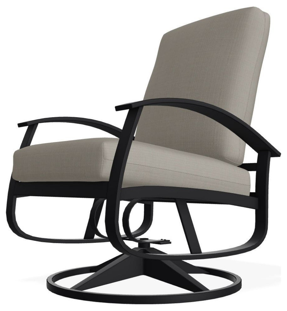Belle Isle Cushion Outdoor Swivel Rocker, Stone Linen/Black