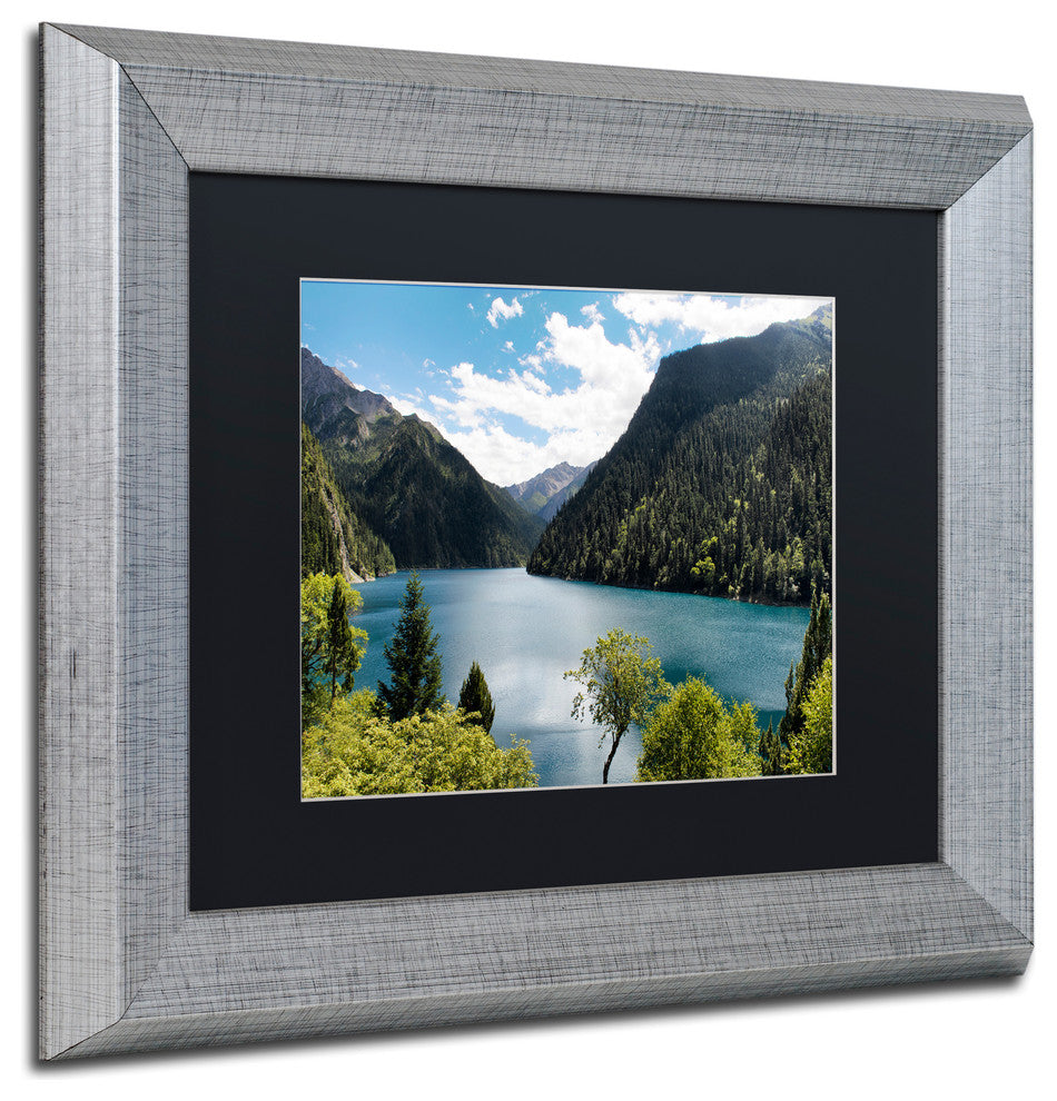 Philippe Hugonnard 'Long Lake' Art, Silver Frame, Black Matte, 14"x11"