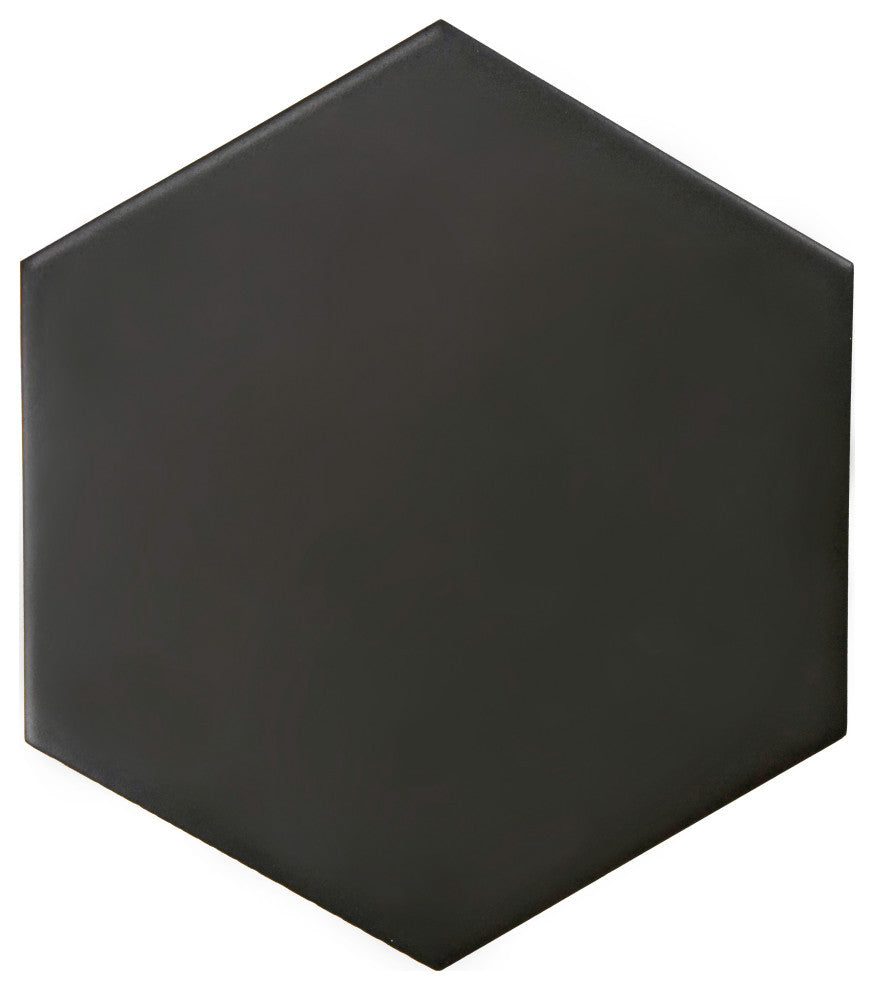 HexTile Ceramic Floor and Wall Tile, Matte Black, Sample