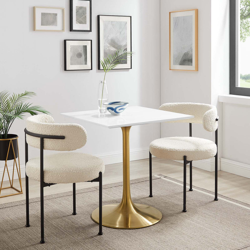 Lippa 28" Square Dining Table, Gold White