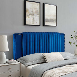 Felicity Channel Tufted Performance Velvet Twin Headboard, Navy