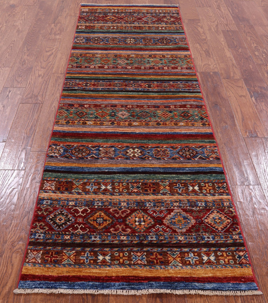 2' 7" X 7' 11" Runner Super Kazak Khorjin Handmade Rug Q5706