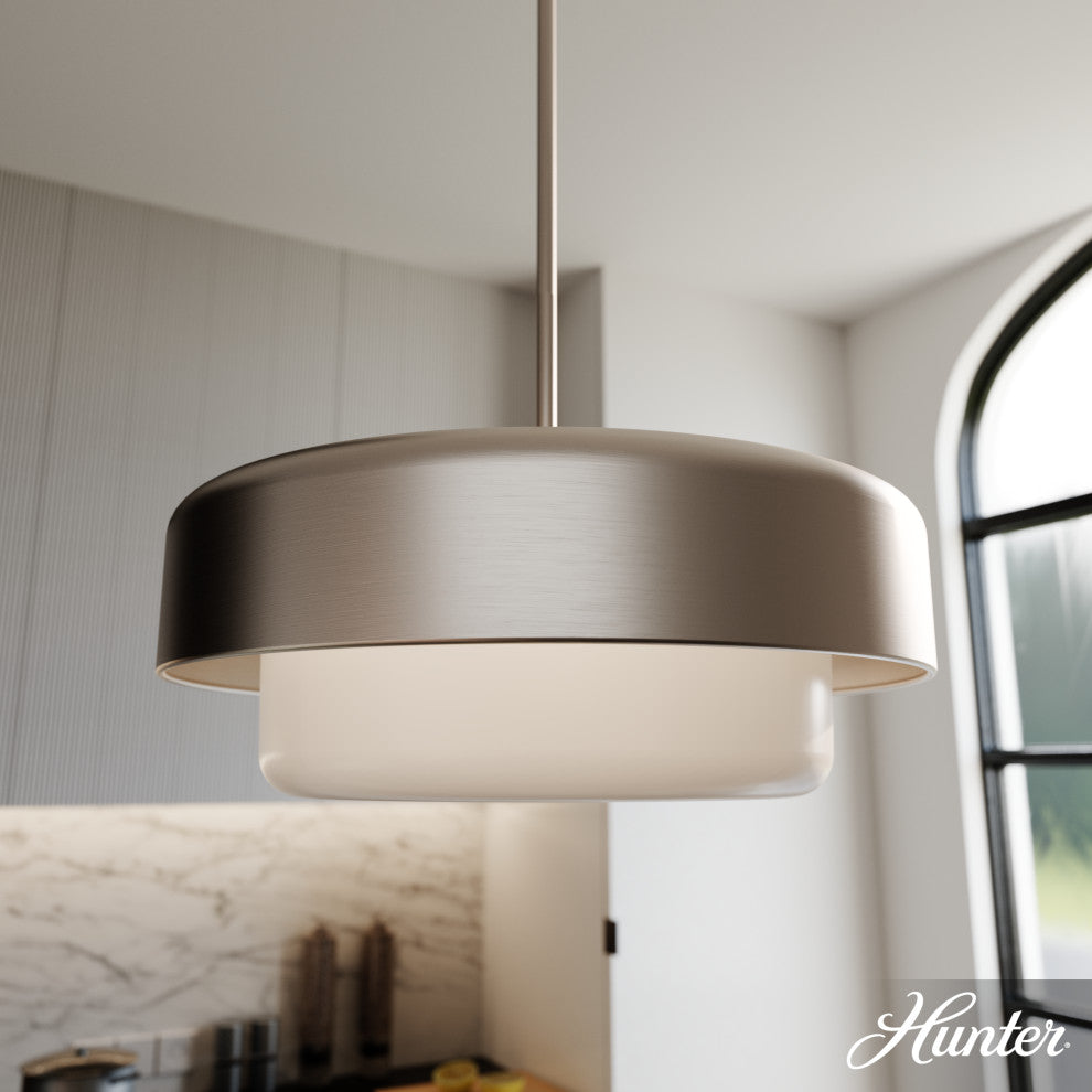 Station Brushed Nickel, Frosted Cased White Glass 3 Light Pendant Ceiling Light