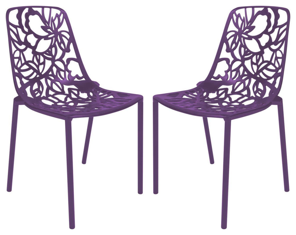 LeisureMod DC23PU2 Modern Devon Aluminum Chair, Set of 2