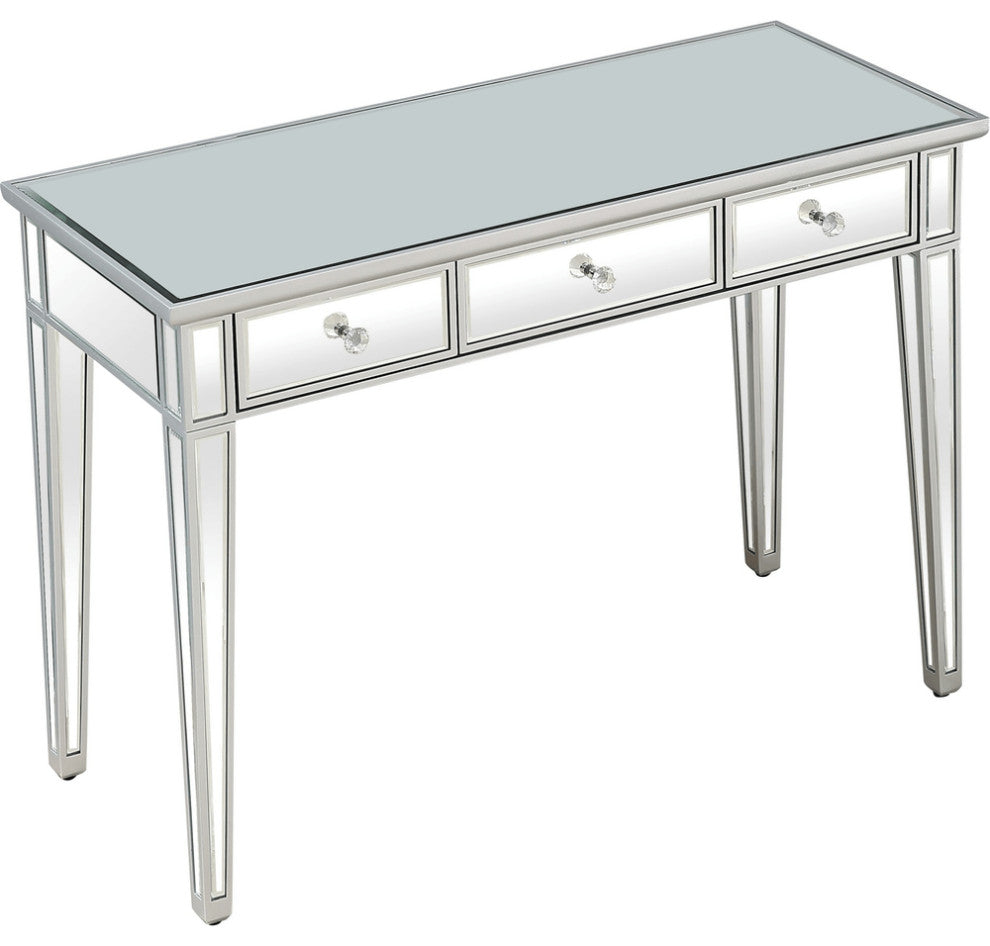Silver Finish Three Drawer Console Table