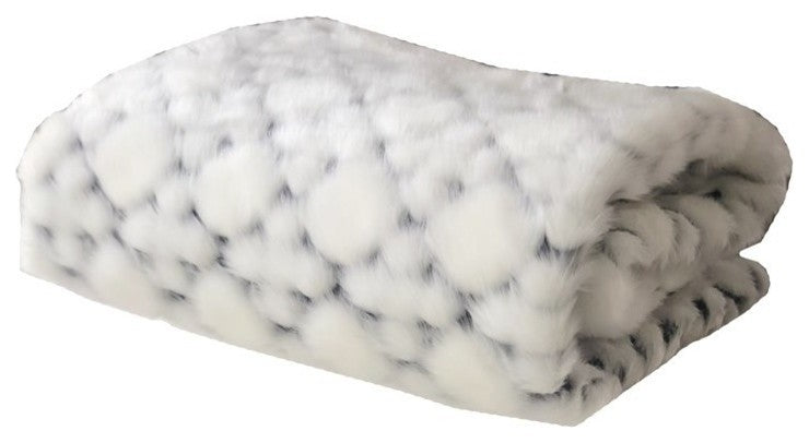 Plutus White with Black Shades Faux Fur Snow Luxury Throw