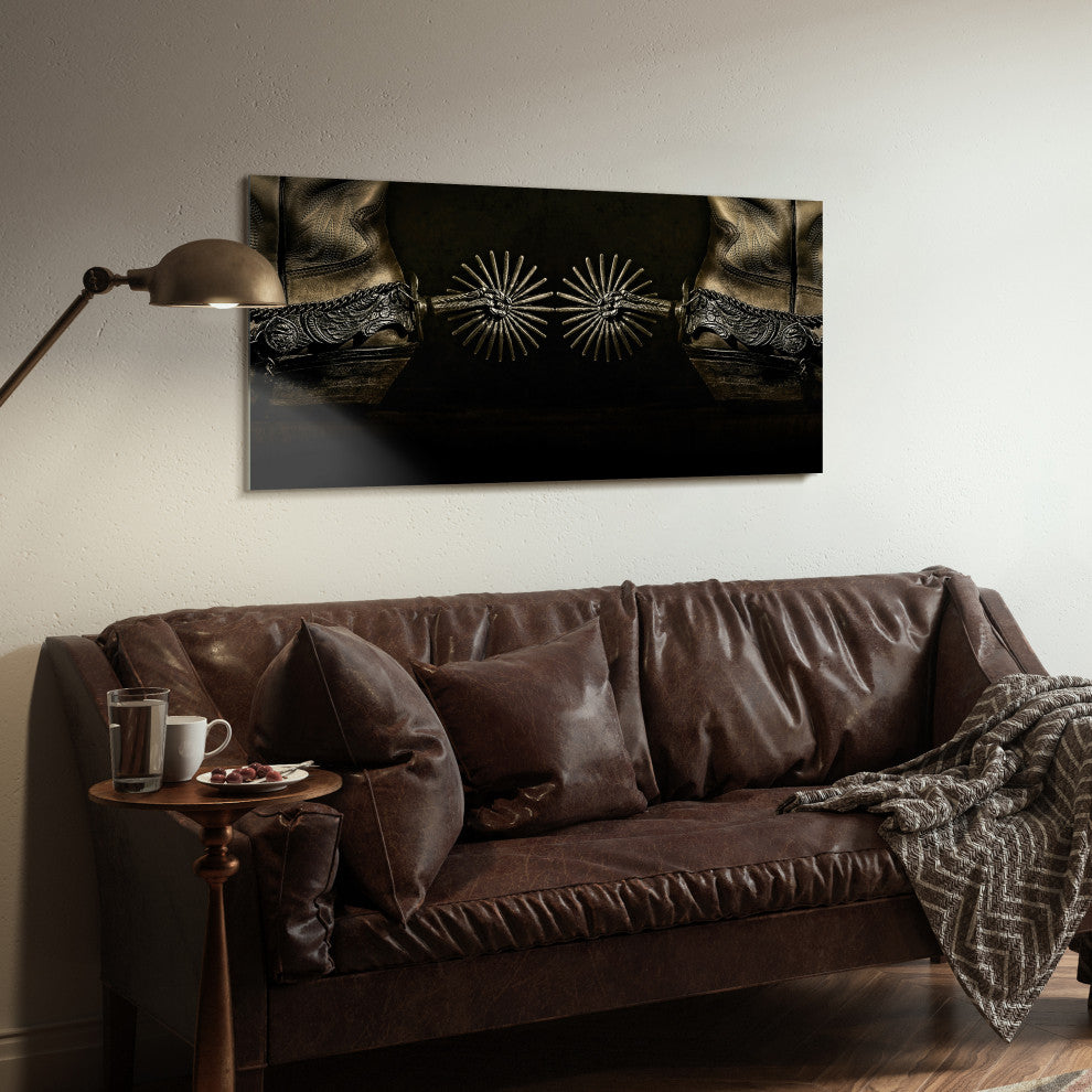 "Silver Spur Spiral" Frameless Floating Tempered Glass Panel Graphic Wall Art