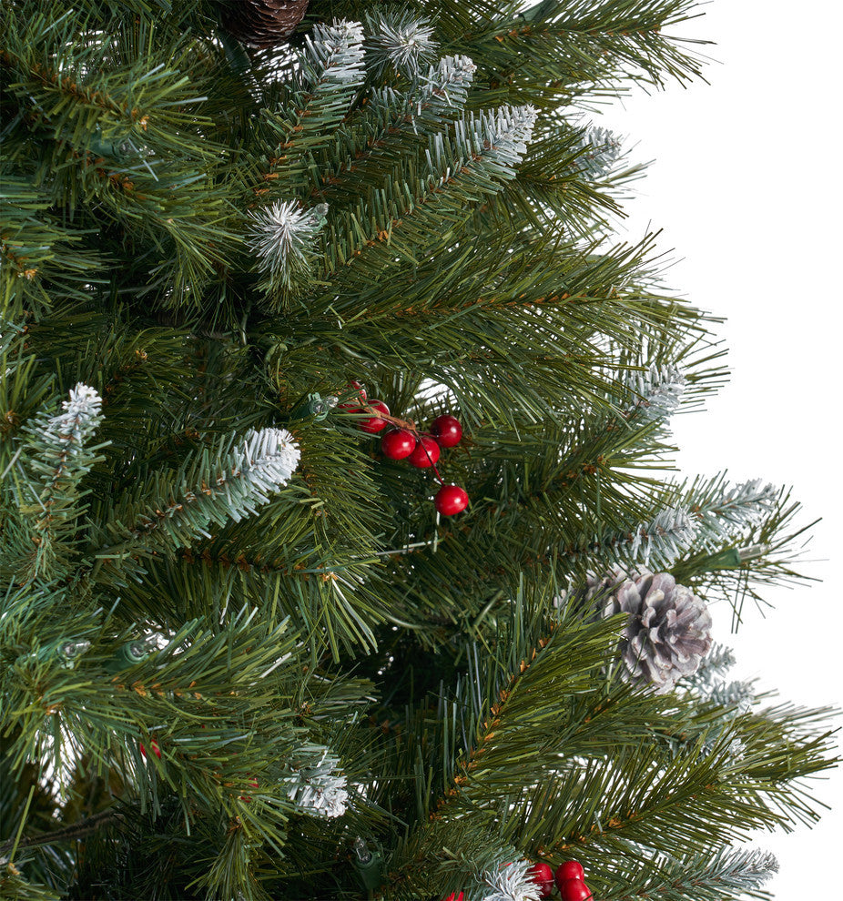 9' Mixed Spruce Artificial Christmas Tree, Pre-Lit Clear