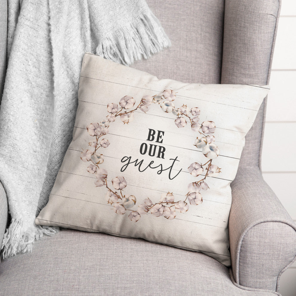 Be Our Guest Cotton Wreath 18x18 Spun Poly Pillow