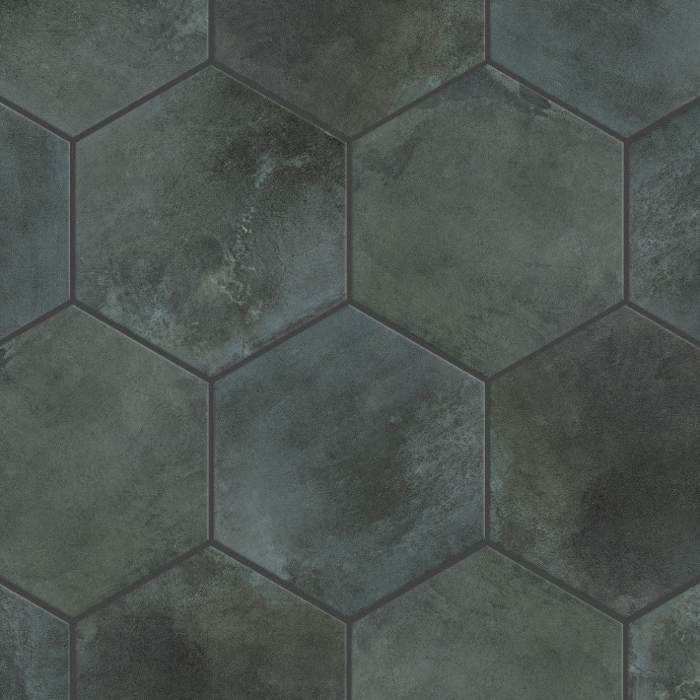 Industrial Hex Multi Mix Porcelain Floor and Wall Tile, Green