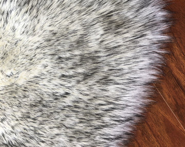 Super Soft Faux Sheepskin Rug, Oval, Twilight, White, Black Tips, 4'x6'