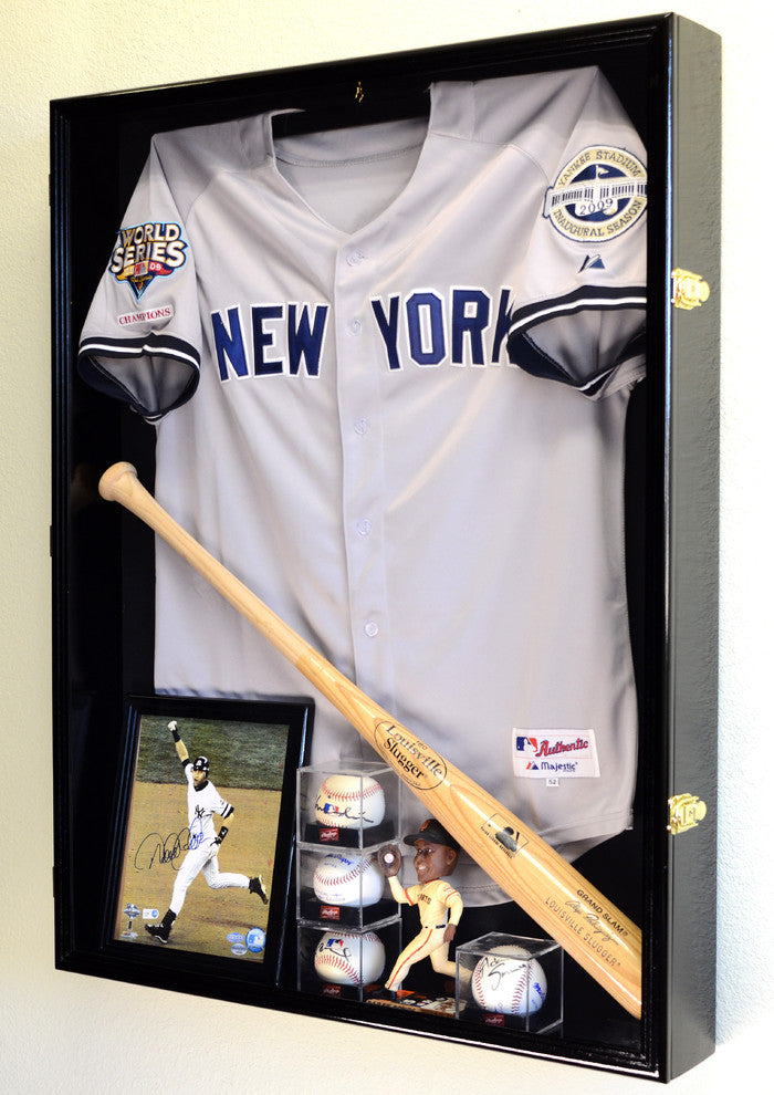 Extra Deep Jersey, Shadow Box Display Case With 98% UV, Black