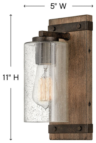 Hinkley Sawyer 11" Single Light Vanity Wall Sconce, In Sequoia + Iron Rust