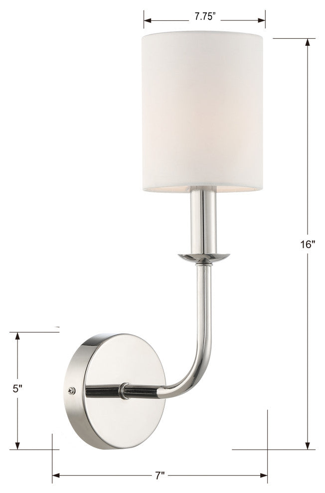 CRYSTORAMA BAI-A2101-PN Bailey 1 Light Polished Nickel Wall Mount