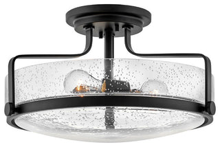 Hinkley Harper 18" Large Semi-Flush Ceiling Light, Black + Clear Seedy