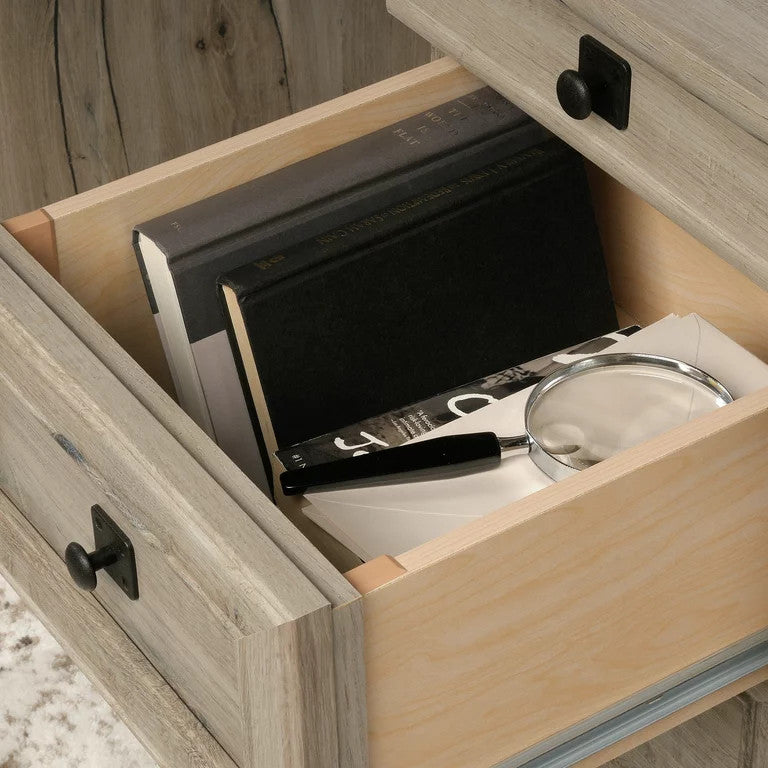 Classic Rustic Desk, Ample Storage Space & Worktop With Grommets, Split Oak