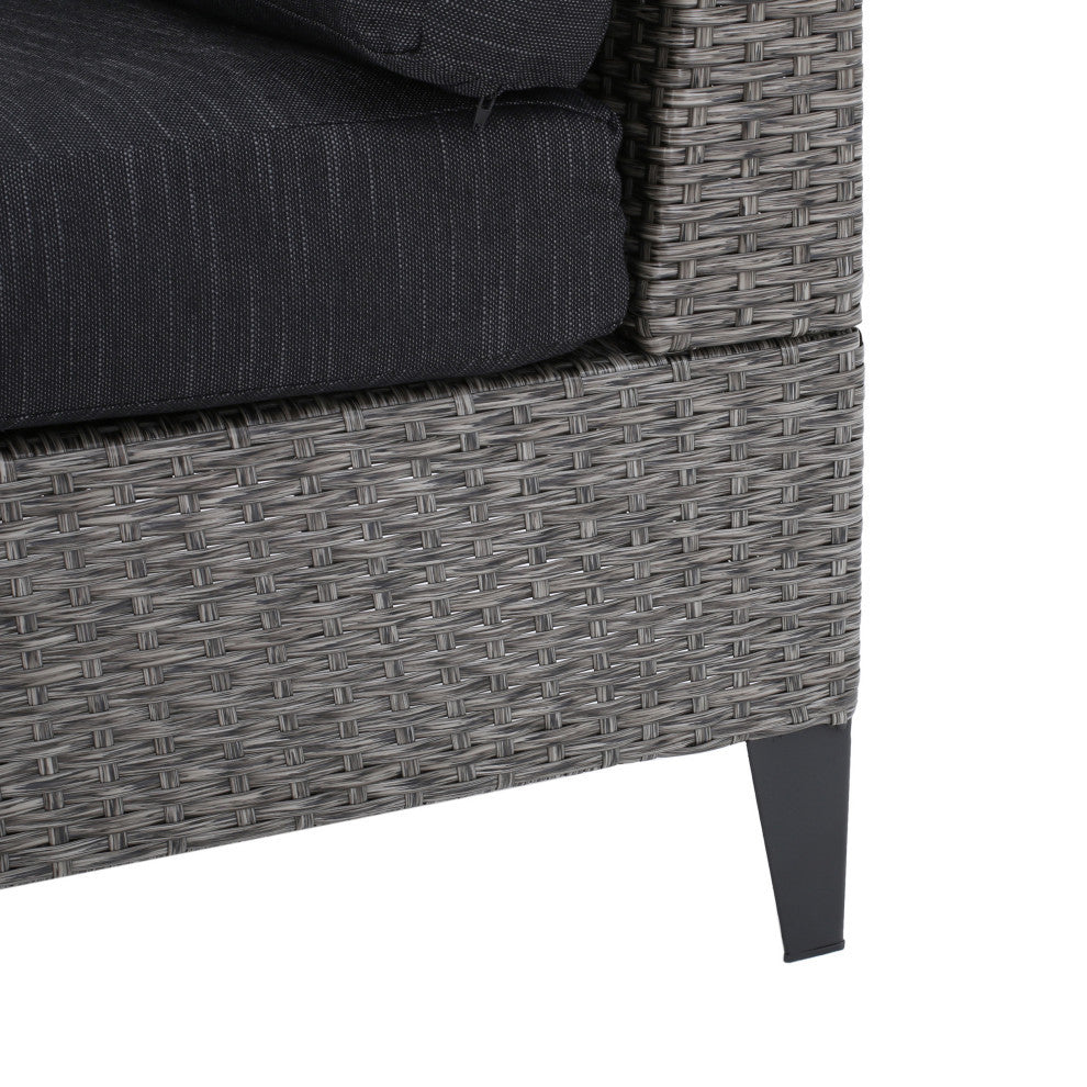 GDF Studio 10-Piece Currituck Outdoor Mixed Black Wicker Sofa, Dark Gray, Set