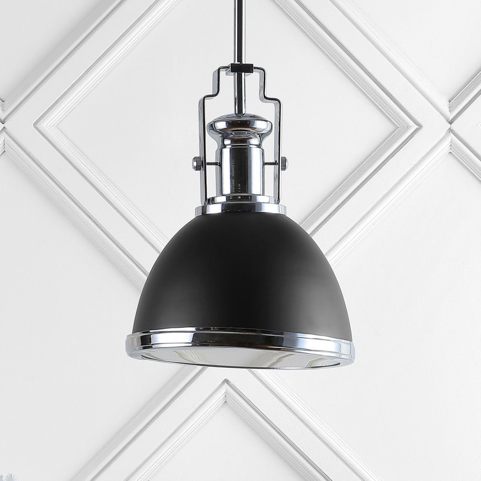 Homer Metal/Glass LED Flush Mount, Black/Chrome, Width: 10"