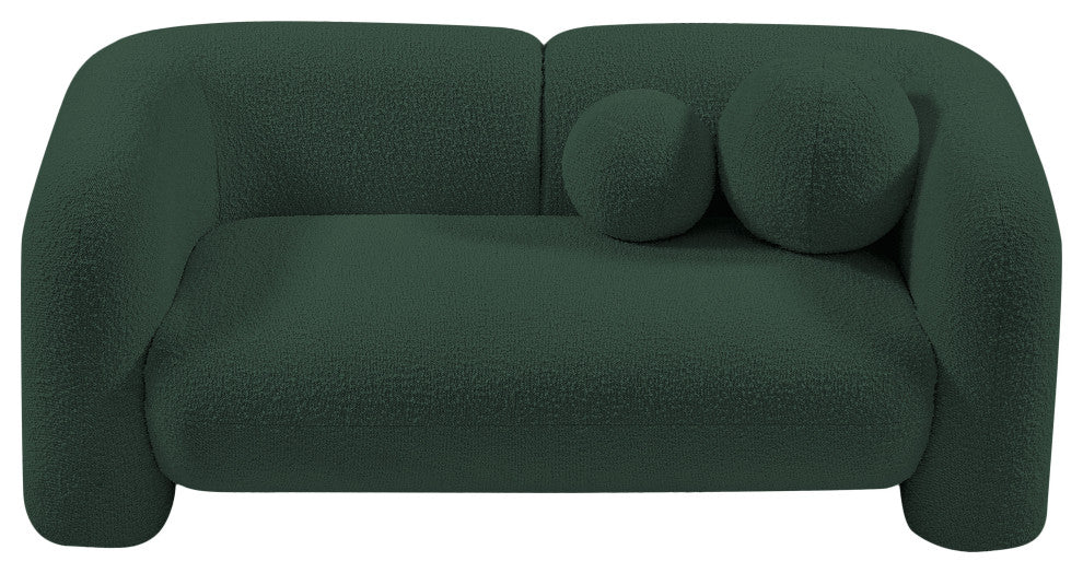 Emory Boucle Fabric Upholstered Upholstered Loveseat, Green