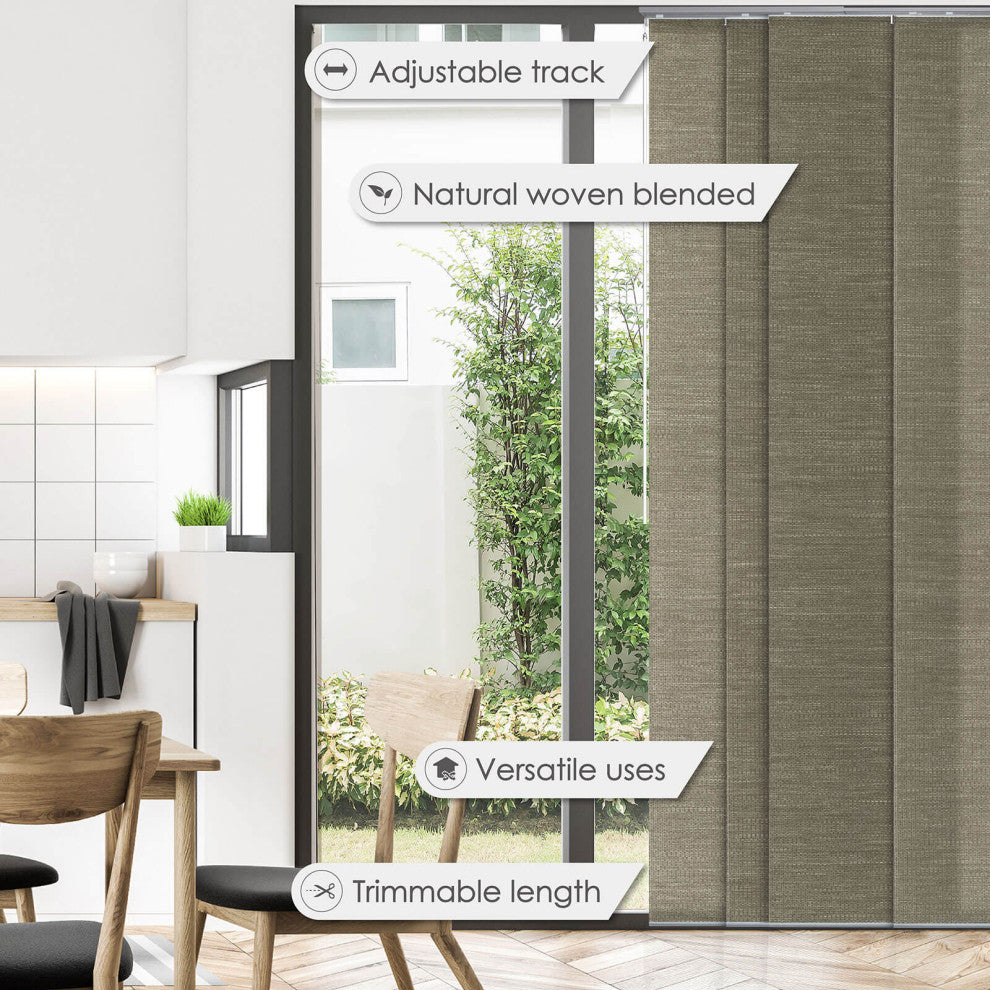 Adjustable Sliding Panel Track Blind 45.8"-86" W x 96" L, Zen, Peppercorn
