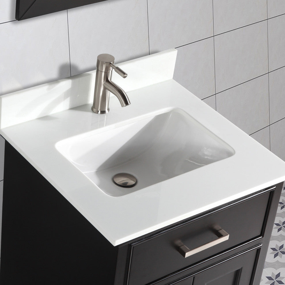 Vanity Art Bathroom Vanity Set With Engineered Marble Top, 30", Espresso, Led Sensor-Switch Mirror