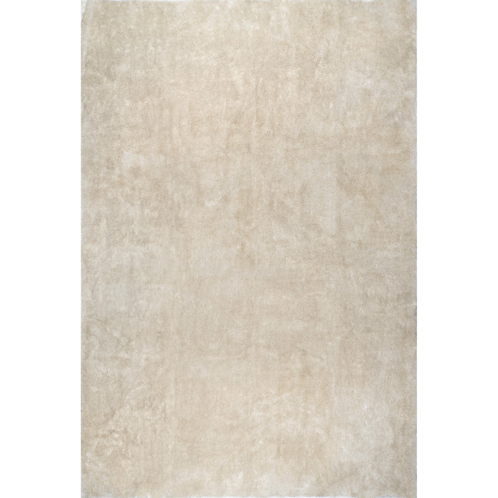 nuLOOM Loni Solid Machine Washable Shag Area Rug, Cream, 6'x9'