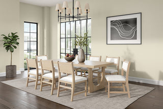 Modern Wood Rectangular Kitchen Table With 8-Chairs, Light Brown