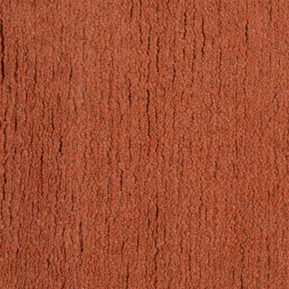 Hand Knotted Tibbati Wool Area Rug Solid Dark Orange