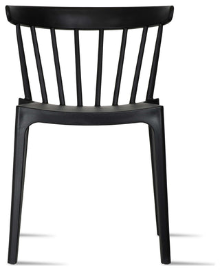 Set of 2 Dining Side Chairs, Plastic Indoor/Outdoor Stackable Patio Chair, Black