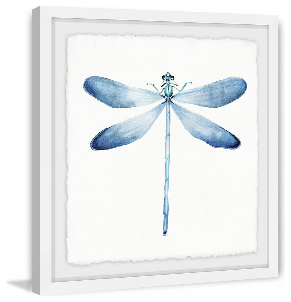"Pastel Blue Dragonfly" Framed Painting Print, 32"x32"