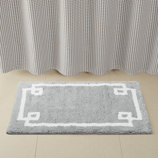 Madison Park Evan High Pile Bordered Bathroom Rug, Blue, Grey, Small