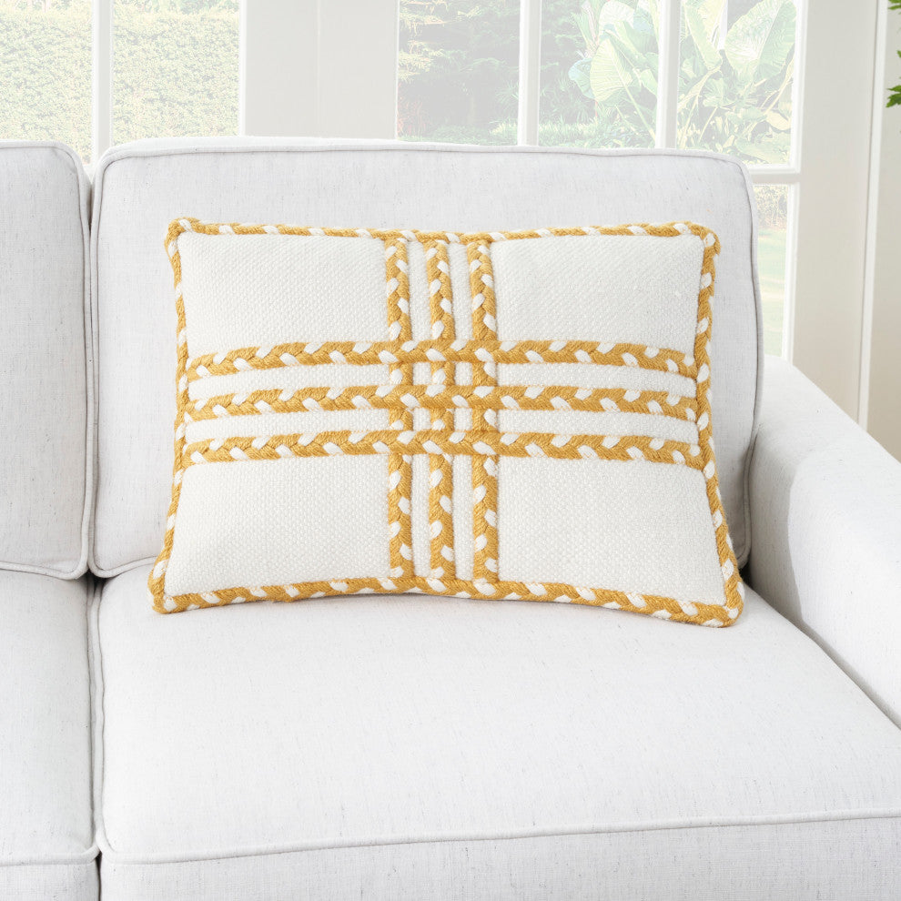 Mina Victory VJ111 Throw Pillow, Yellow, 14" x 20"