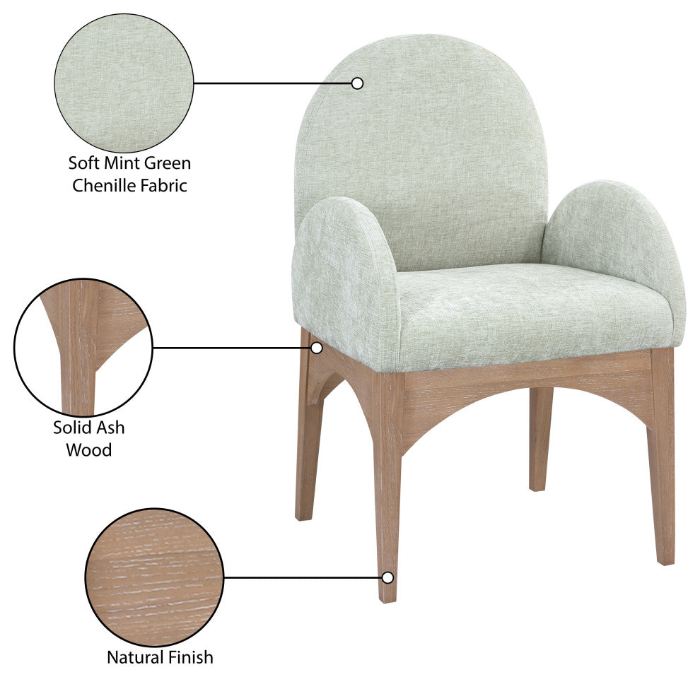 Waldorf Chenille Upholstered Dining Chair, Black, Chenille, Natural Finish, Mint, Arm Chair, Chenille Fabric, Natural Finish