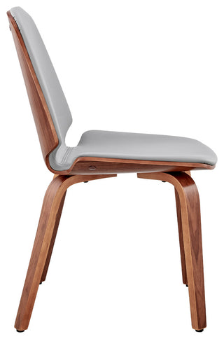 Brinley Gray Faux Leather and Walnut Wood Dining Room Accent Chair