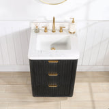 Vinnova Cadiz Bath Vanity, Composite Stone Top, Black, 24", With Mirror