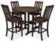 Polywood Vineyard 5-Piece Nautical Trestle Bar Set, Mahogany