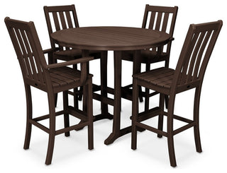 Polywood Vineyard 5-Piece Nautical Trestle Bar Set, Mahogany