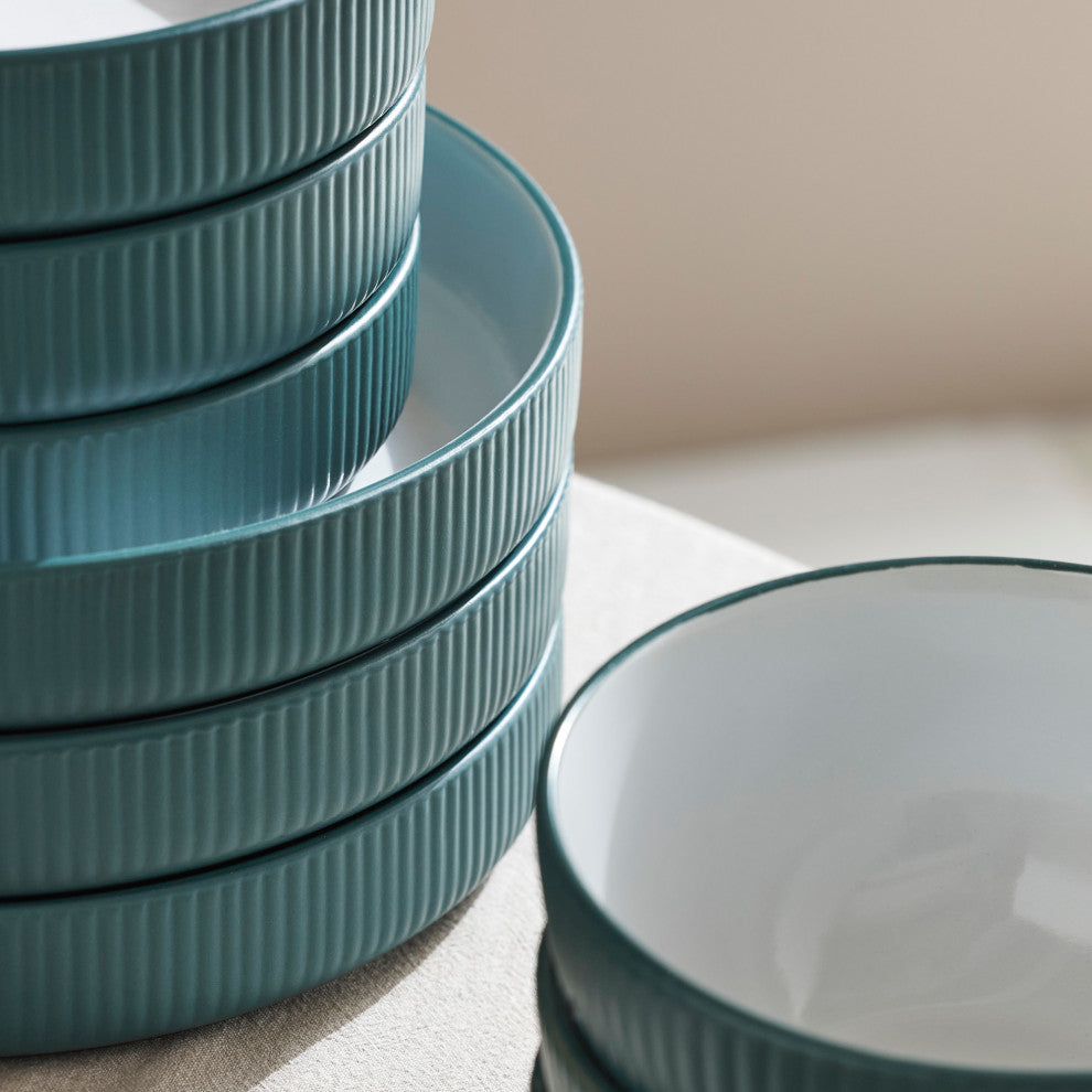Christian Siriano Larosso Stoneware 12 Piece Dinnerware Set, Green