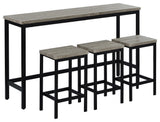 Height Extra Long Dining Table Set With 3 Stools