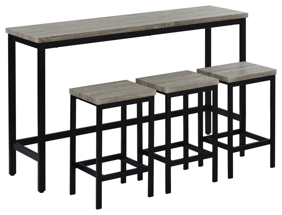 Height Extra Long Dining Table Set With 3 Stools