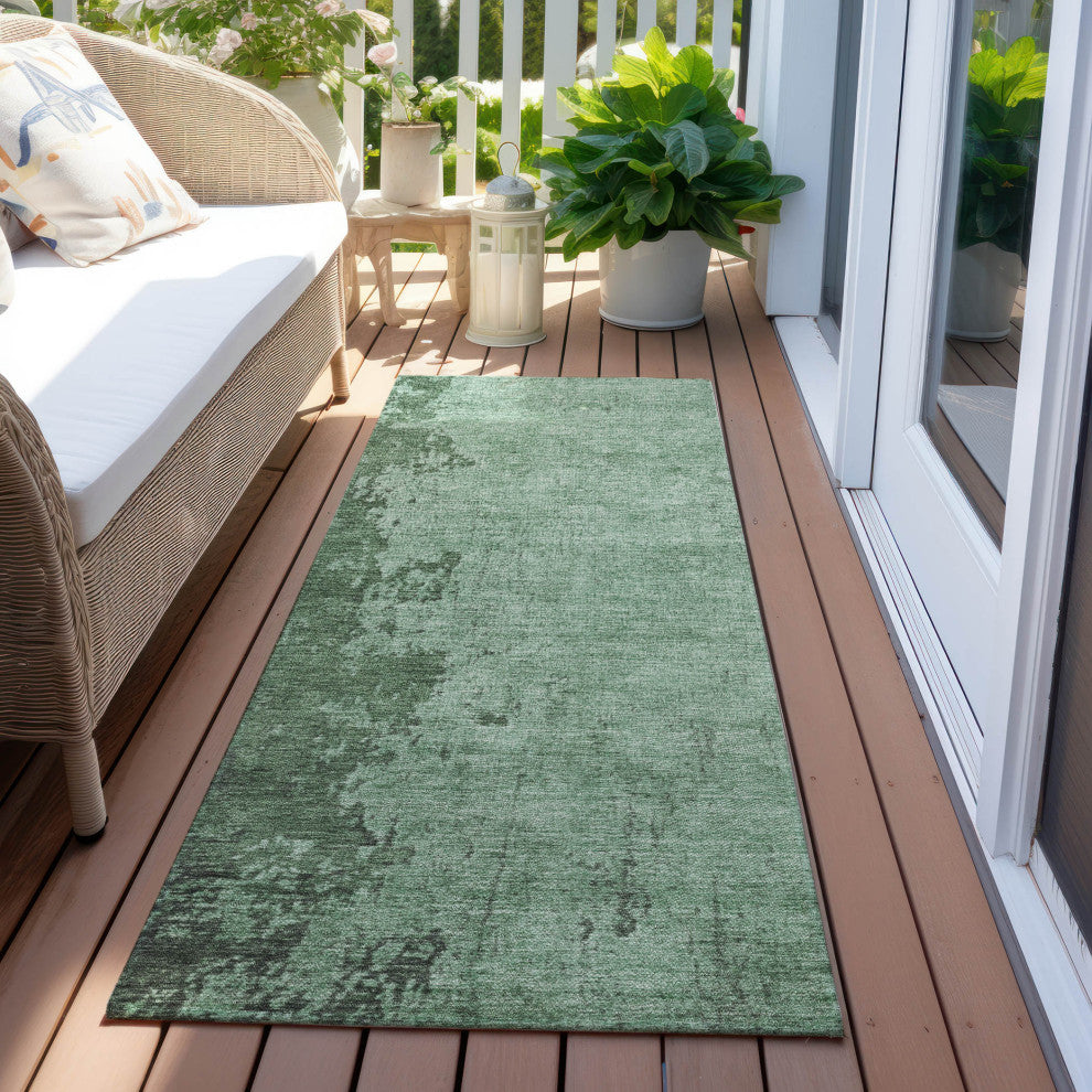 Machine Washable Indoor/Outdoor Chantille ACN1912 Teal 2'3" x 7'6" Runner Rug