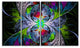 Multi Color Fractal Stained Glass, Abstract Wall Art Canvas, 48"x28", 4 Panels