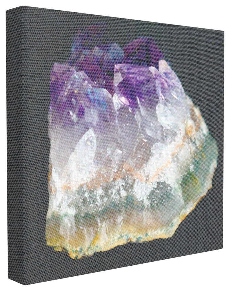 Amethyst on Subtle Gray Linen Canvas Photograph Canvas Wall Art, 24"x24"