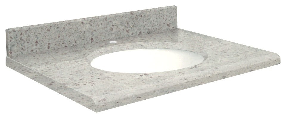 Granite 37"x22" Vanity Top, Single Faucet Hole, Giallo Parfait, White Bowl